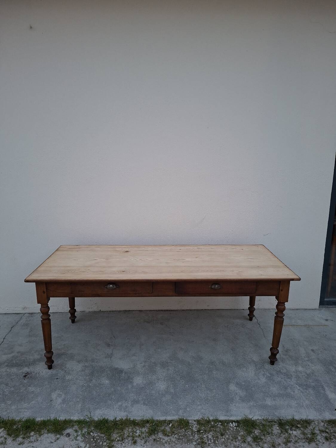 Old shop/work table with 2 drawers, Louis Philippe legs.