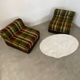 Armchairs / heater seventies checkered / British vintage pop