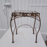Table d'appoint fer forgé et verre
