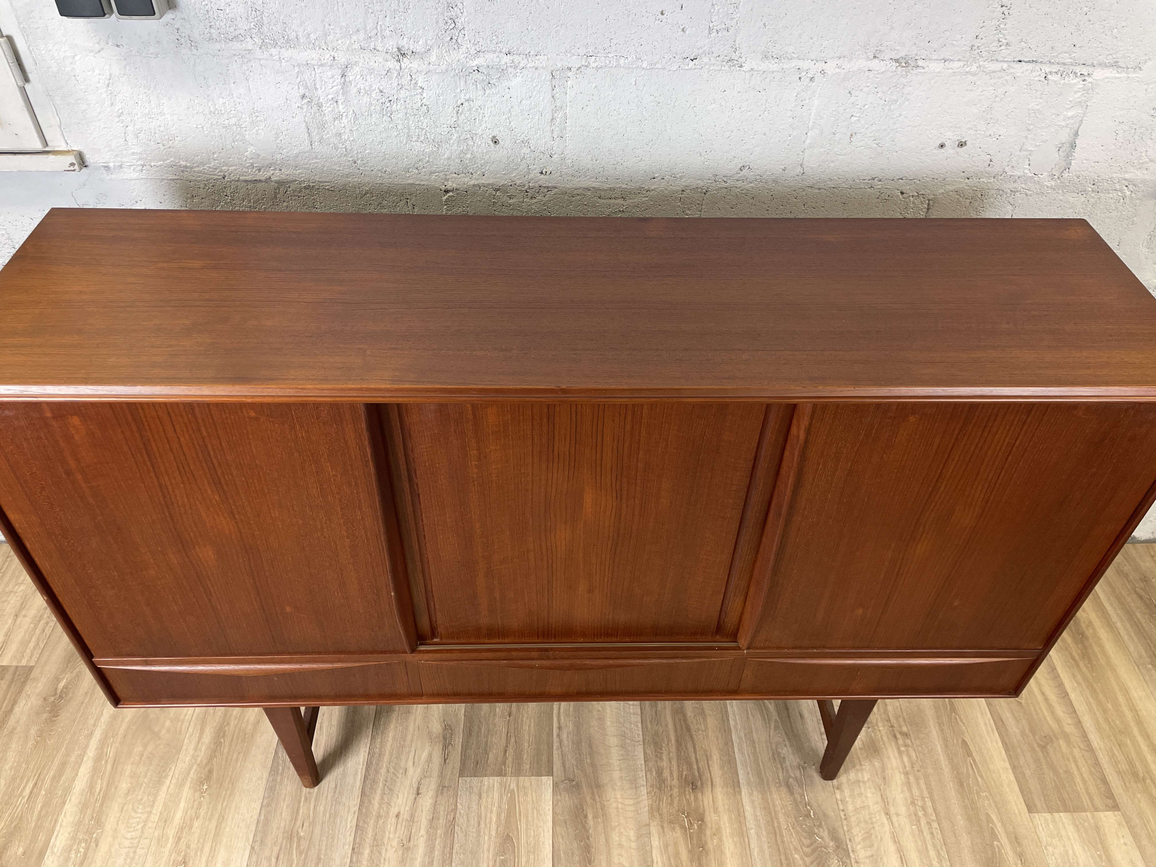 Vintage Scandinavian "highboard" teak sideboard by EW Bach for Sejling Skabe, 60s