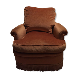 Fauteuil velours vieux rose vintage