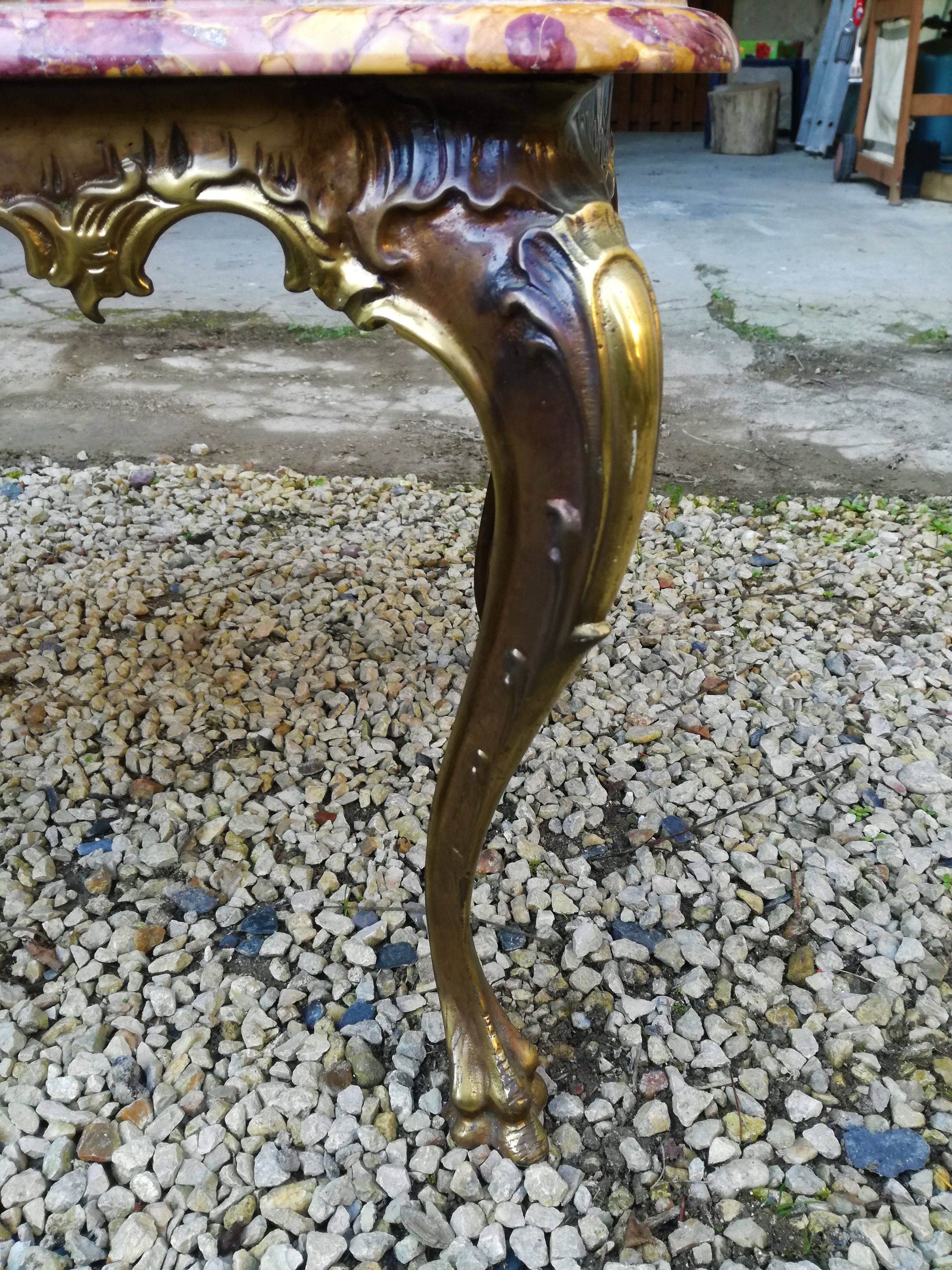 Coffee table Louis XV pink marble