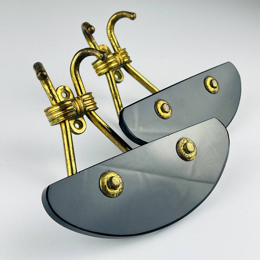 Vintage brass coat hooks, Italy, 1950s, set of 2