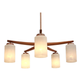 1960s ceiling light walnut opaline glass