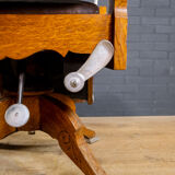 Art Deco Oak and Leather Barber Chair