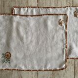 12 old hemp embroidered placemats - 39x27 cm