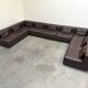 Large leather modular lounge sofa, 1970s
