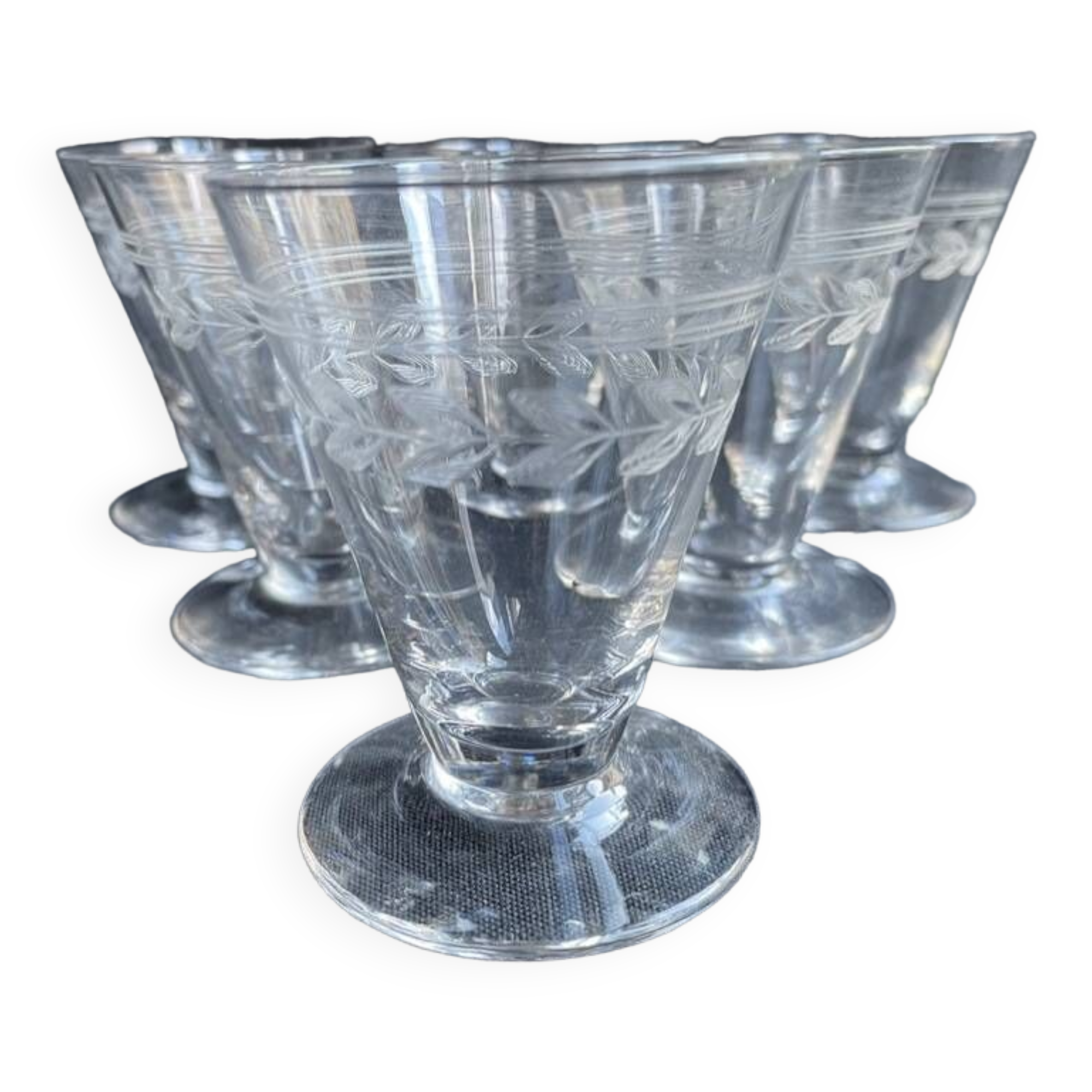 6 port glasses – guilloché crystal – art deco