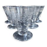 6 port glasses – guilloché crystal – art deco