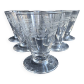 6 verres à porto – cristal guilloché – art déco