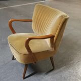 armchair 50s 60s original velvet golden yellow