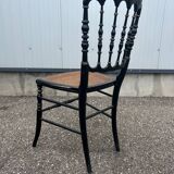 Napoleon III chair in blackened wood and cane