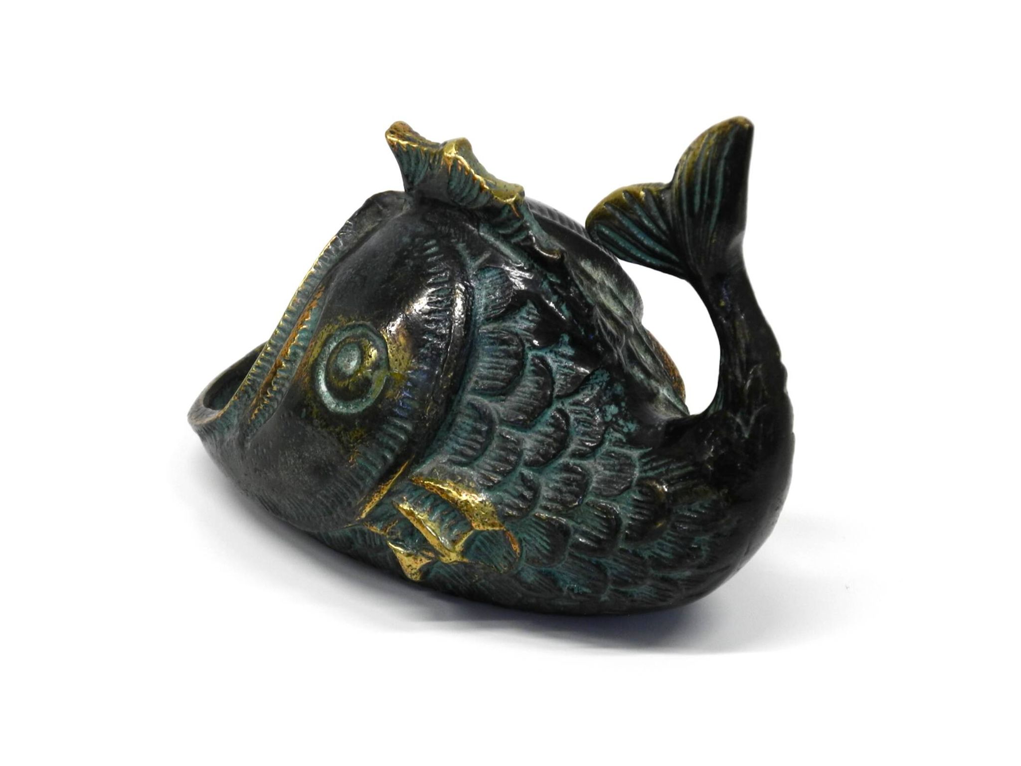 Mid Century bronze table or hand fish ashtray by Walter Bosse