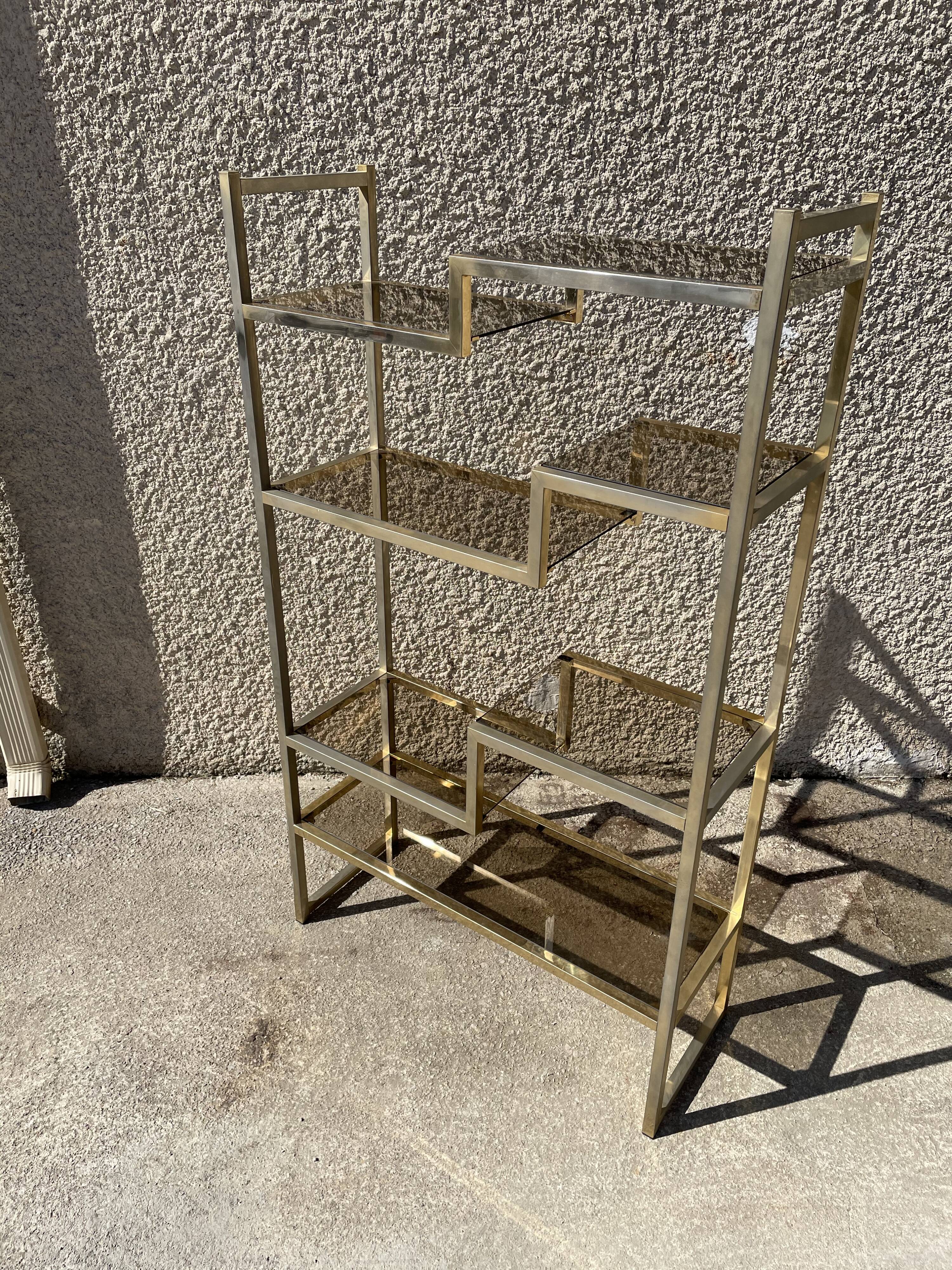 Vintage glass and brass library