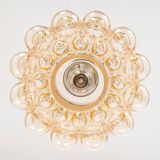 Large amber bubble glass pendant light by Helena Tynell for Limburg, Germany, 1970s.
