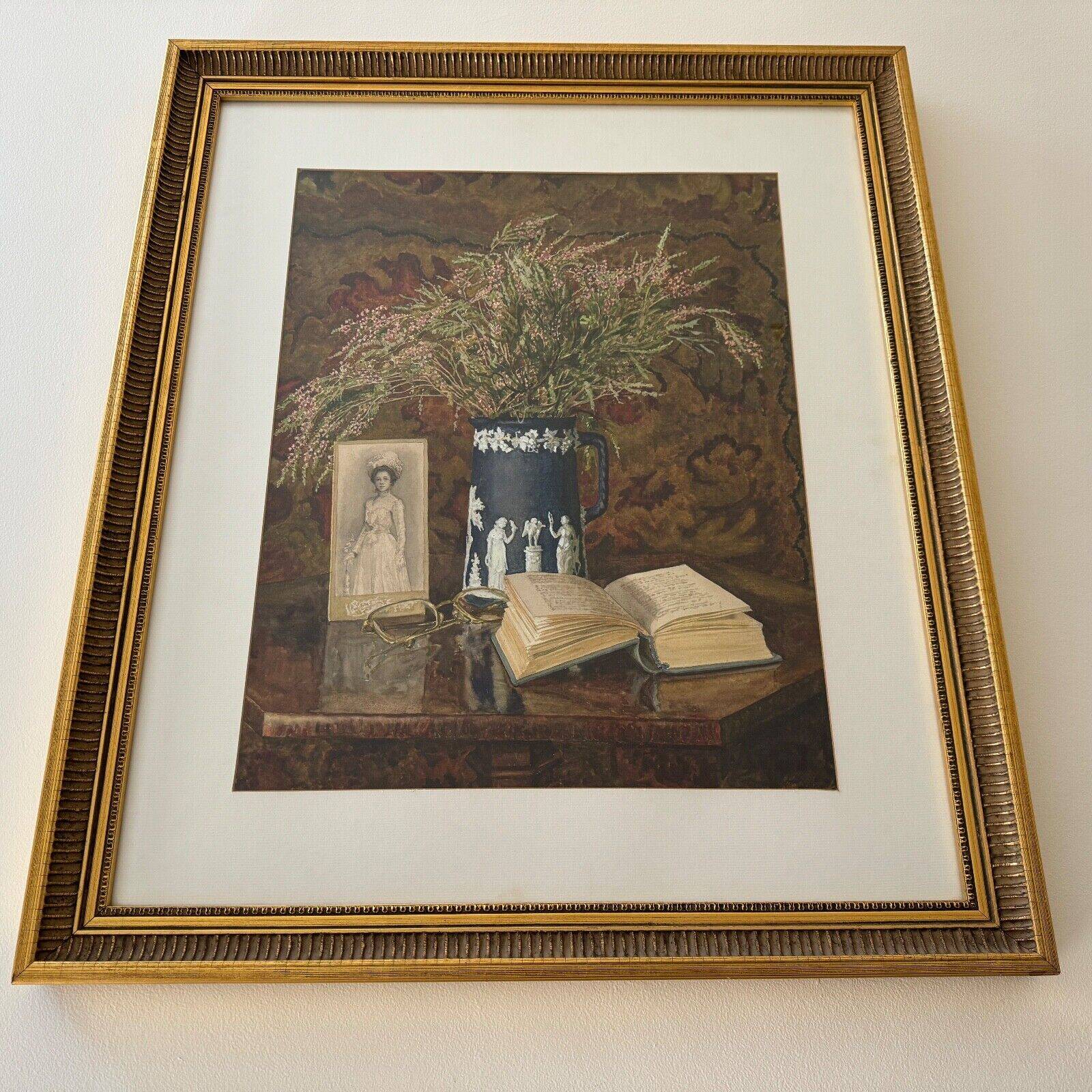 Watercolor on paper by Valentin Nossikov XXth Still Life with Heather