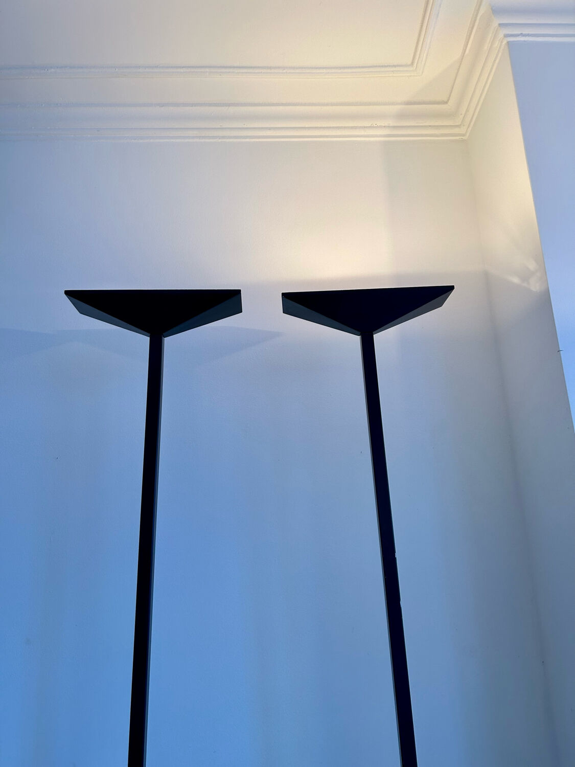 Pair of vintage geometric floor lamps model "206863" , Pierre Disderot for Glass and Light, France 1980