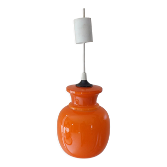 Vintage pendant lamp in orange opaline glass from the 70s