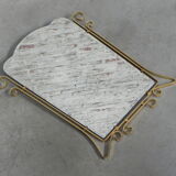 Vintage faceted mirror in aluminum frame 67x54cm