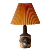 Lampe de table en céramique par IB Oluf Hansen avec abat-jour plissé