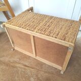 Rattan bench toy chest