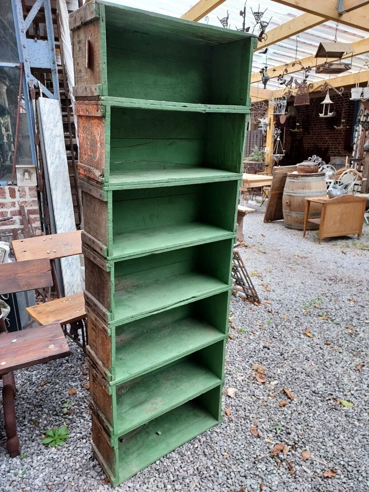Wooden workshop shelf
