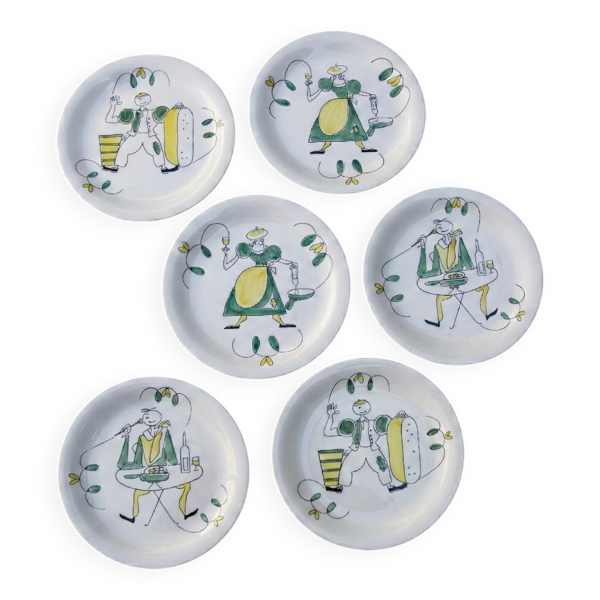 Lot de 6 assiettes vintage Royal Sphinx Maastricht – Décor folklorique