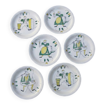 Lot de 6 assiettes vintage Royal Sphinx Maastricht – Décor folklorique
