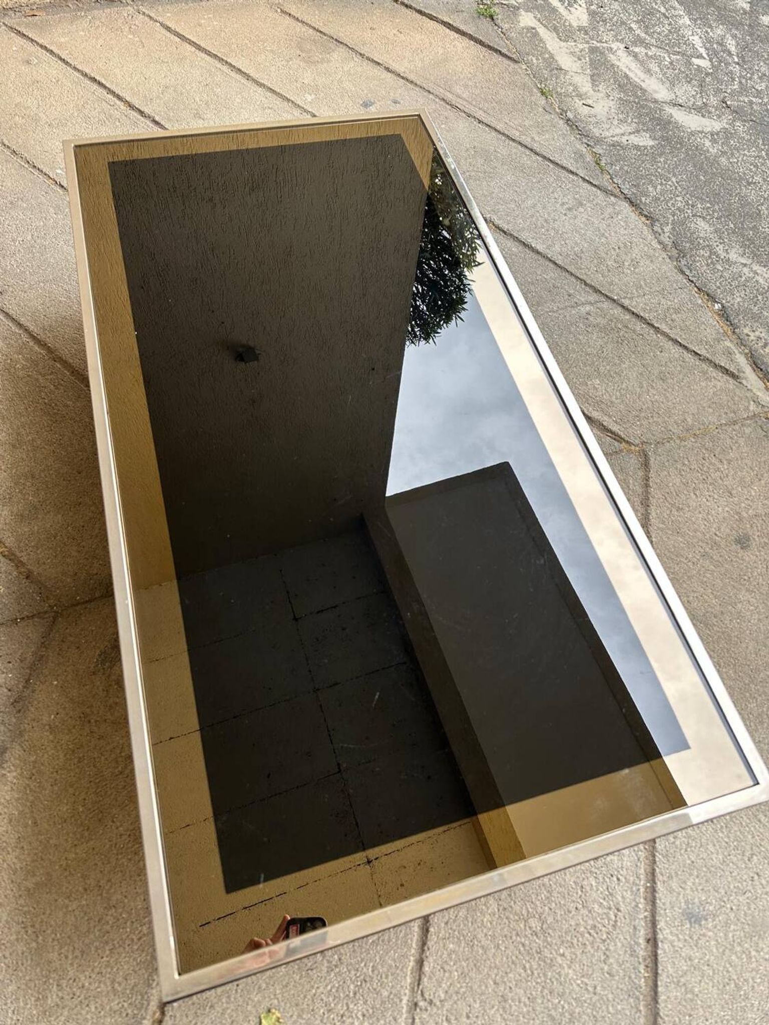 Willy Rizzo coffee table brass/glass 70s Italy