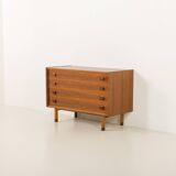 Italian mid century extra wide walnut chest of drawers
