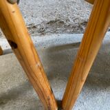 Vintage tripod workshop stool in pitchpin with height-adjustable screws