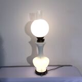 Electrified opaline glass kerosene lamp