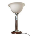 Art Deco Chrome Opaline Rosewood Lamp