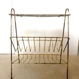 Extra table / black metal and brass vinyl door