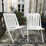 Pair of vintage folding “scissor” armchairs 1950