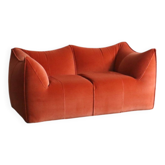 Le Bambole sofa in coral velvet By Mario Bellini For B&B Italia, 1970s