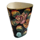 Grand Vase Vallauris Décor Floral peint à la main H 30 cm