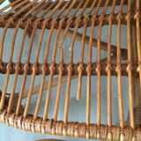 Rattan bench with vintage footrest