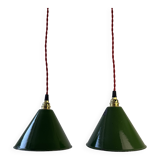 Set of 2 green conical workshop suspensions