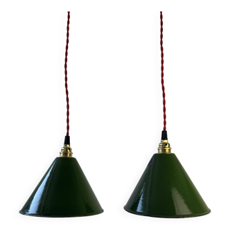 Set of 2 green conical workshop suspensions