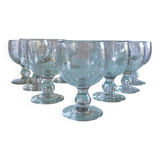 Vintage Biot-style bubbled stemmed glasses