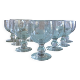 Vintage Biot-style bubbled stemmed glasses