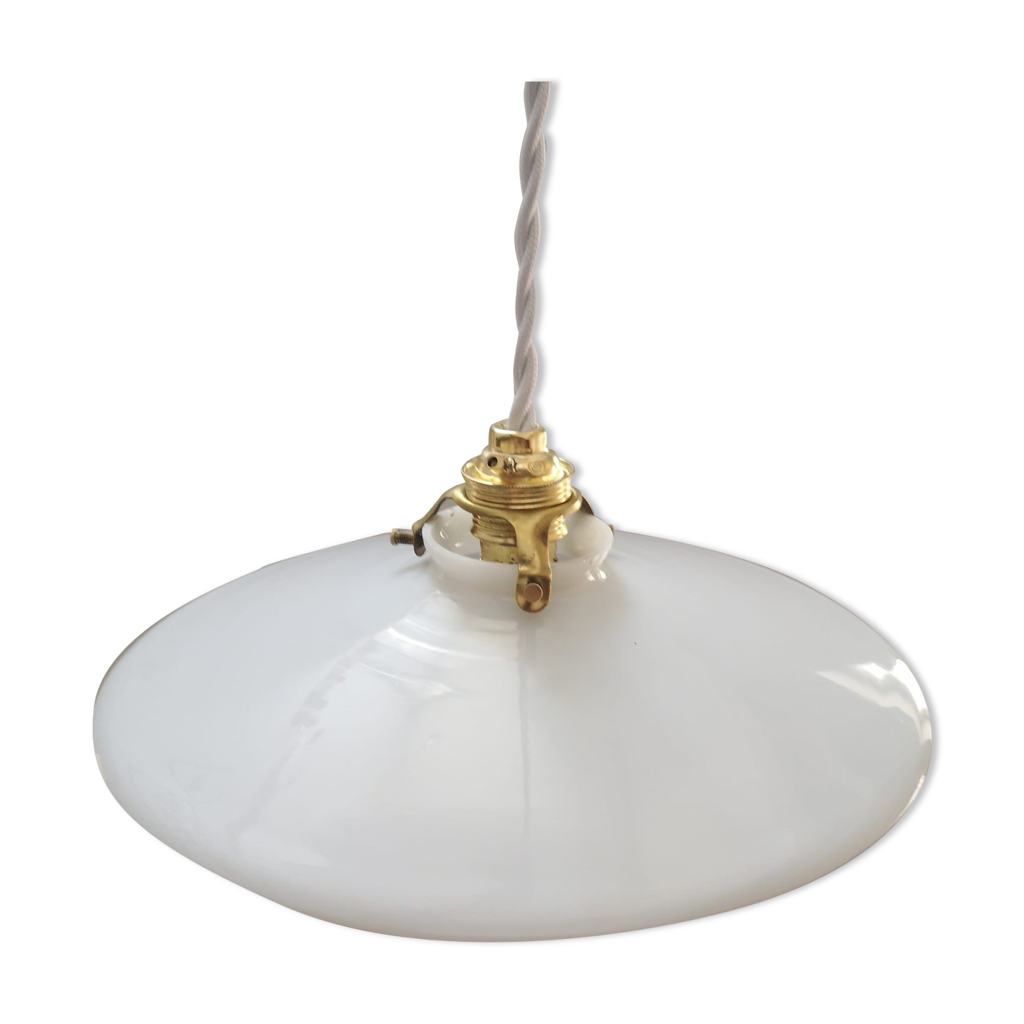 Suspension opaline smooth white tbe art deco 1940 Ø 24.5 cm TBE