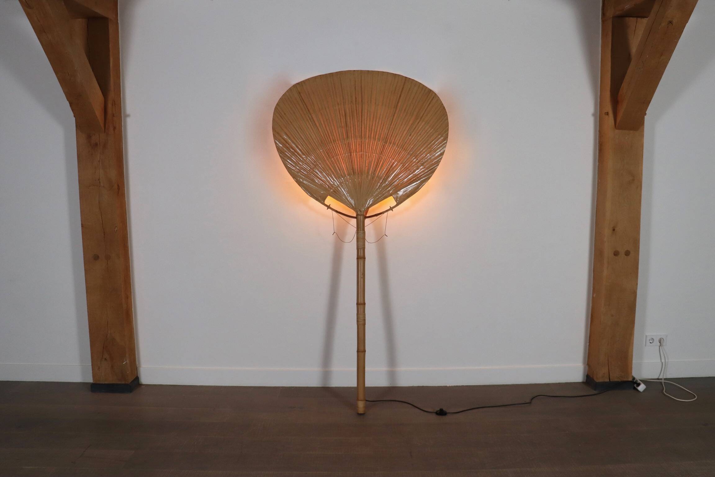Large Uchiwa Floor lamp by Ingo Maurer for M Design , Germany 1977