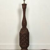 Carved wooden lamp base