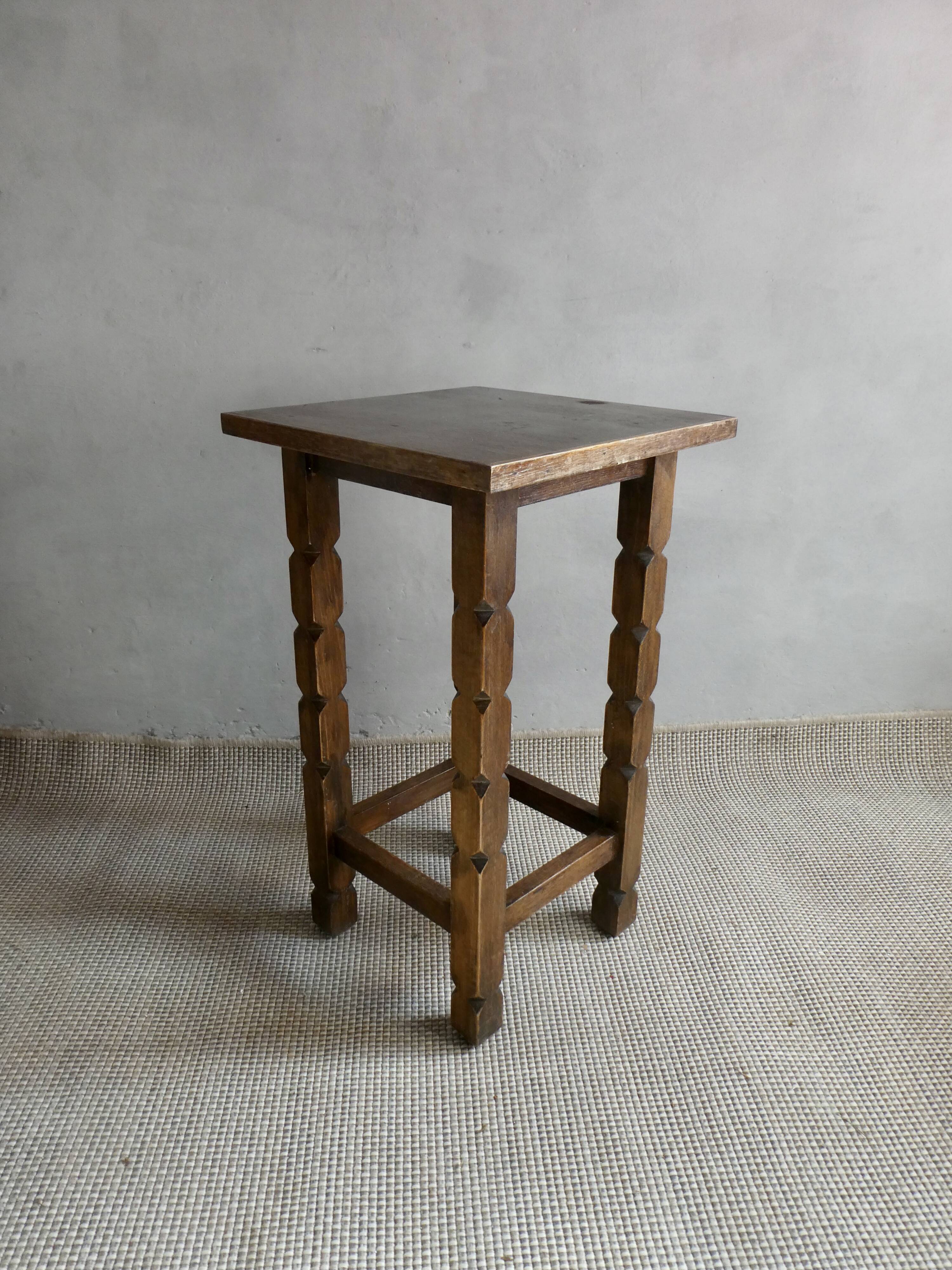 Wooden stool with carved legs, Folk Art