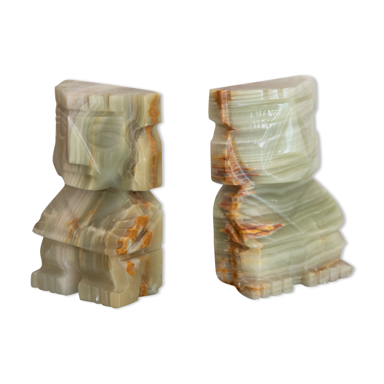 Pair of bookends onyx inca statues italy 50