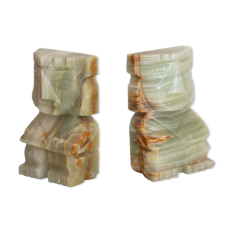 Pair of bookends onyx inca statues italy 50
