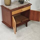 Vintage teak and marble bedside table 1960