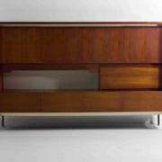 Minimalist backlit highboard in teak, Belgium 1960s